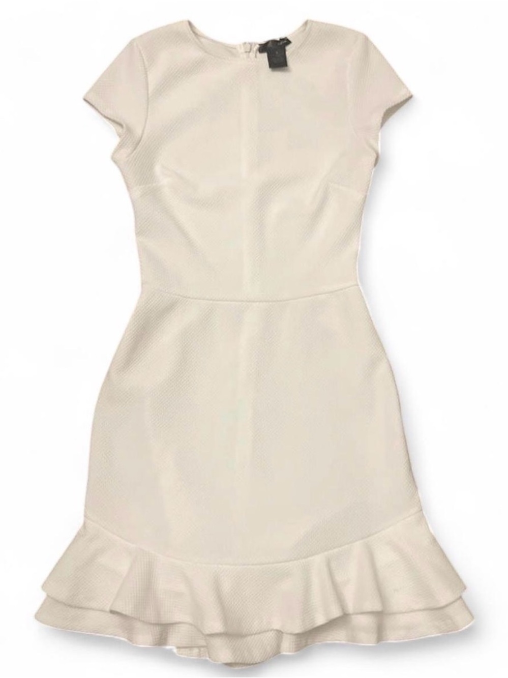 Aqua Cream Textured Coquette Fit & Flare Mini Dress Ruffle Hem Women's Size S